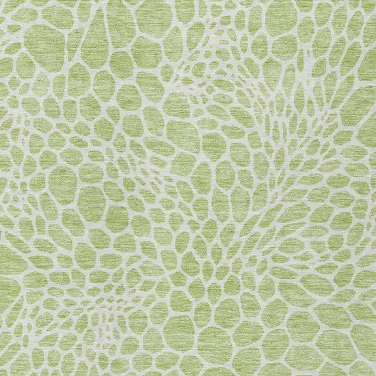 Artichoke Green And Ivory Geometric Washable Indoor Outdoor Area Rug Photo 6