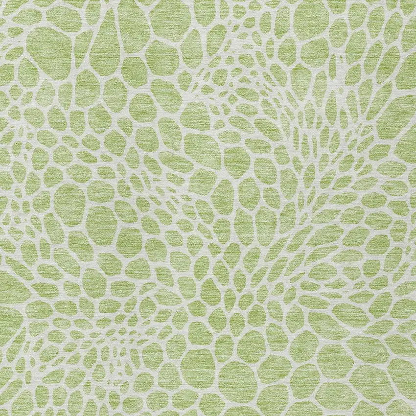 Artichoke Green And Ivory Geometric Washable Indoor Outdoor Area Rug Photo 6