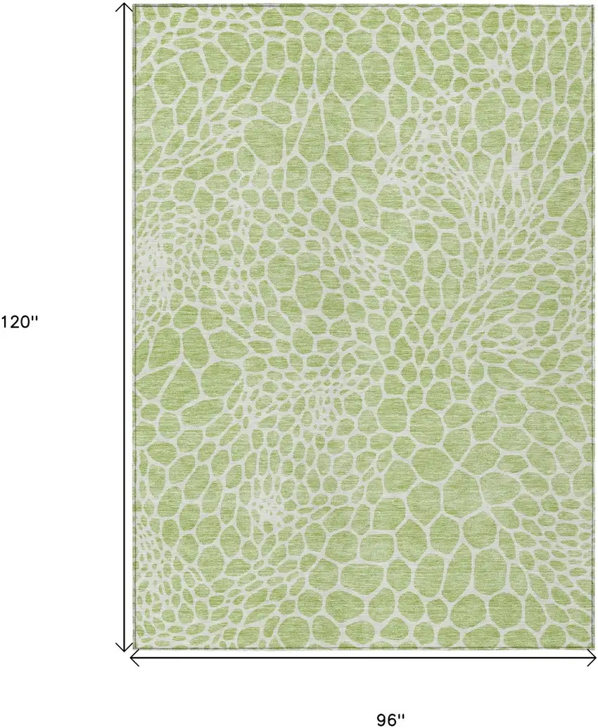 Artichoke Green And Ivory Geometric Washable Indoor Outdoor Area Rug Photo 3