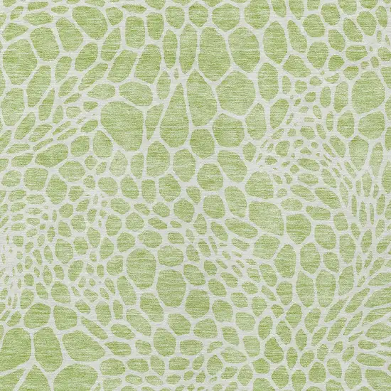 Artichoke Green And Ivory Geometric Washable Indoor Outdoor Area Rug Photo 6