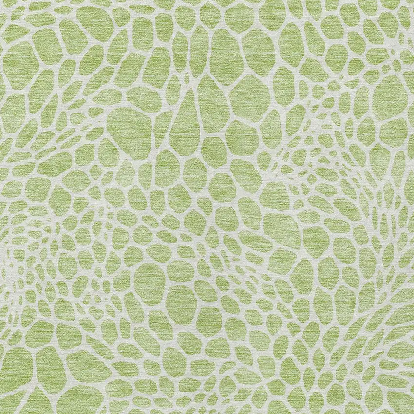 Artichoke Green And Ivory Geometric Washable Indoor Outdoor Area Rug Photo 6