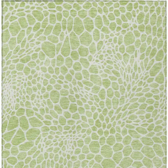 Artichoke Green And Ivory Geometric Washable Indoor Outdoor Area Rug Photo 7