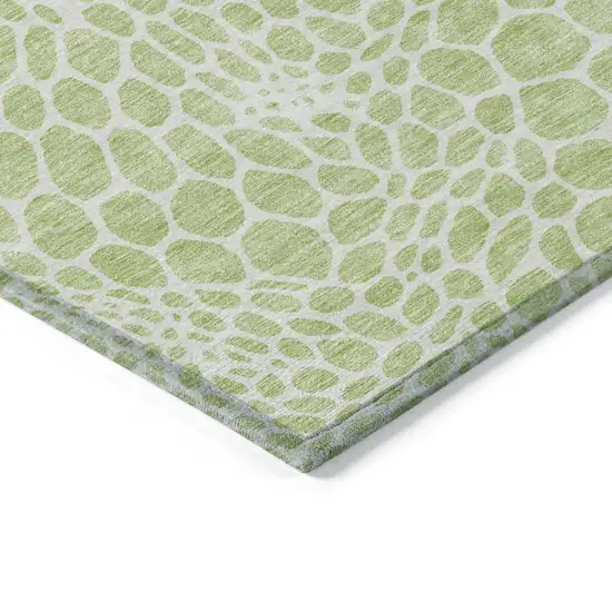 Artichoke Green And Ivory Geometric Washable Indoor Outdoor Area Rug Photo 4