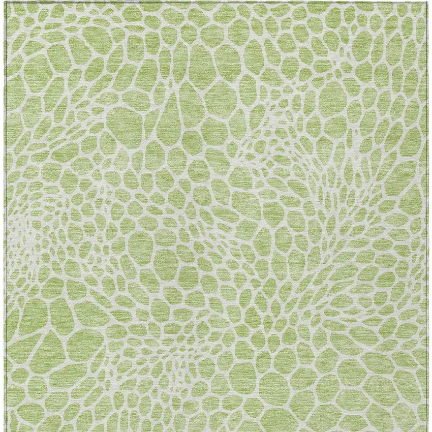 Artichoke Green And Ivory Geometric Washable Indoor Outdoor Area Rug Photo 7