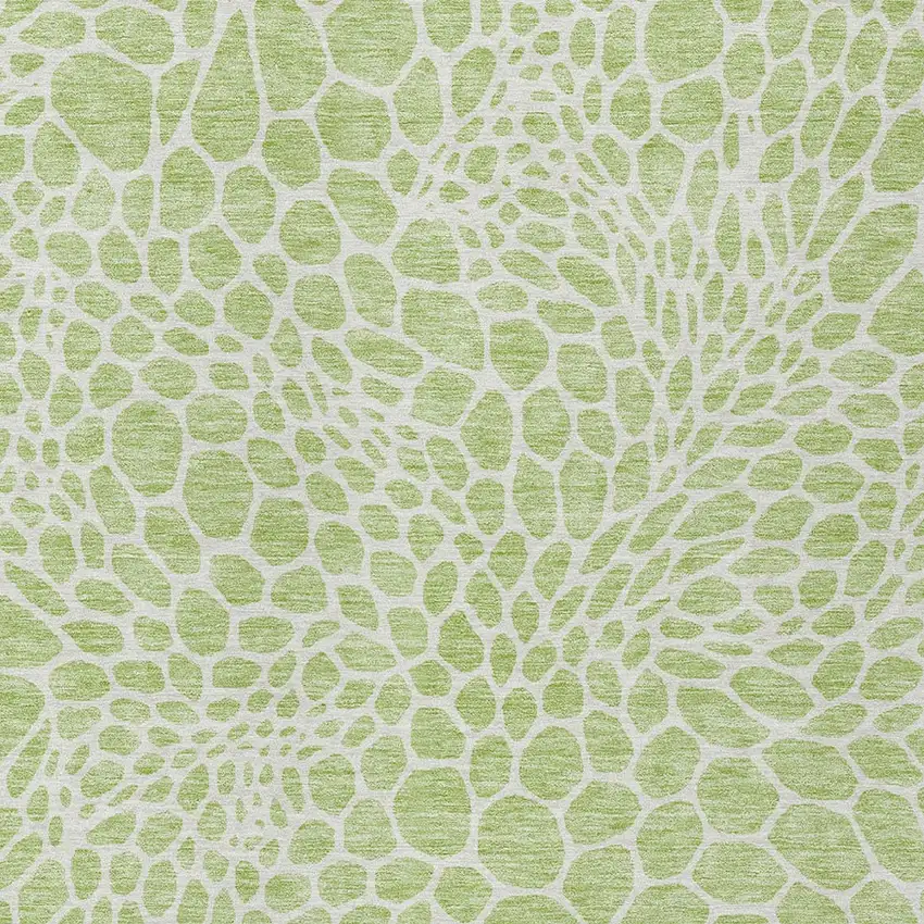Artichoke Green And Ivory Geometric Washable Indoor Outdoor Area Rug Photo 6
