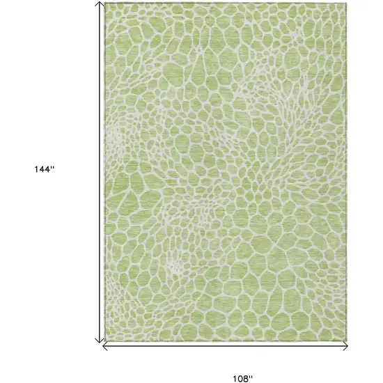 Artichoke Green And Ivory Geometric Washable Indoor Outdoor Area Rug Photo 3
