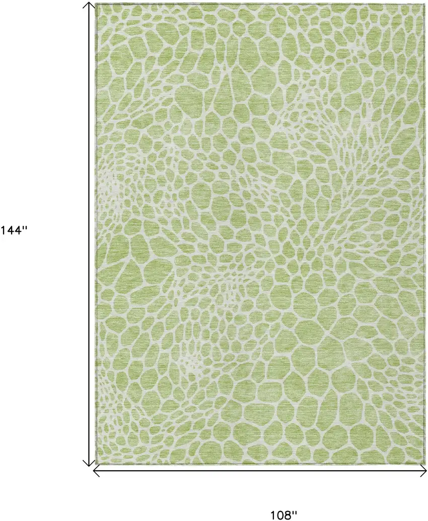 Artichoke Green And Ivory Geometric Washable Indoor Outdoor Area Rug Photo 3