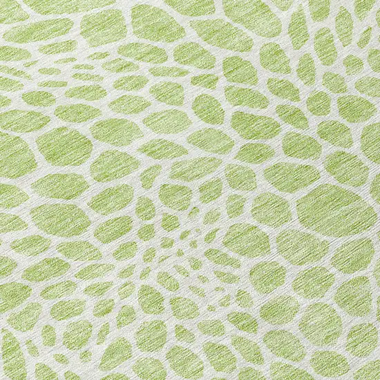 Artichoke Green And Ivory Geometric Washable Indoor Outdoor Area Rug Photo 5