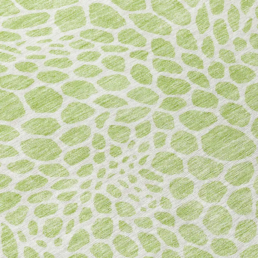 Artichoke Green And Ivory Geometric Washable Indoor Outdoor Area Rug Photo 5