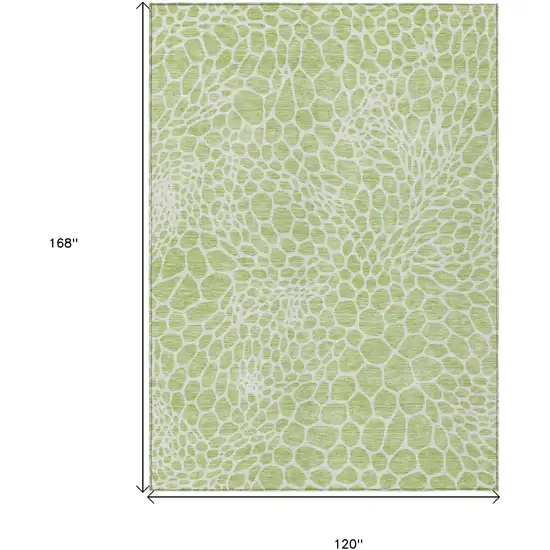 Artichoke Green And Ivory Geometric Washable Indoor Outdoor Area Rug Photo 3