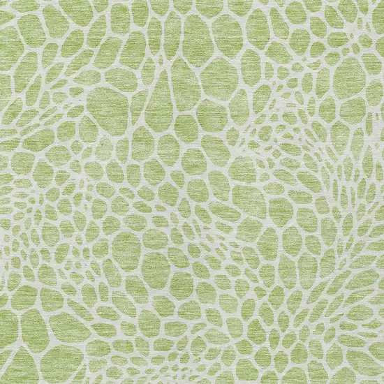 Artichoke Green And Ivory Geometric Washable Indoor Outdoor Area Rug Photo 6