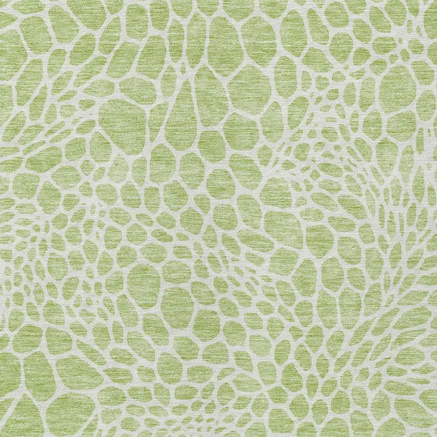 Artichoke Green And Ivory Geometric Washable Indoor Outdoor Area Rug Photo 6