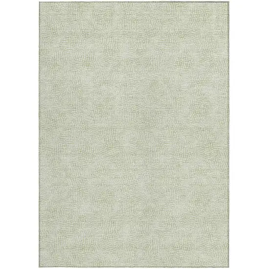 Artichoke Green And Ivory Geometric Washable Indoor Outdoor Area Rug Photo 6