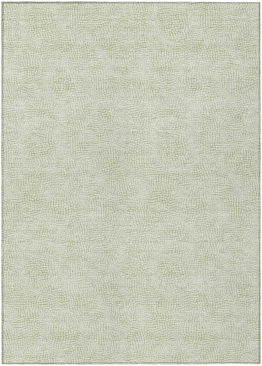 Artichoke Green And Ivory Geometric Washable Indoor Outdoor Area Rug Photo 2