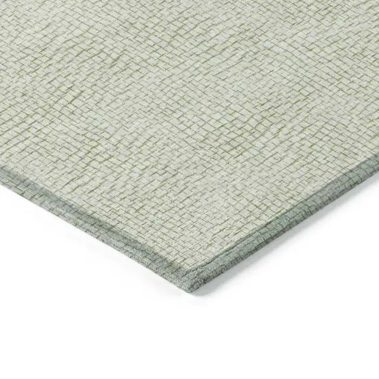 Artichoke Green And Ivory Geometric Washable Indoor Outdoor Area Rug Photo 4
