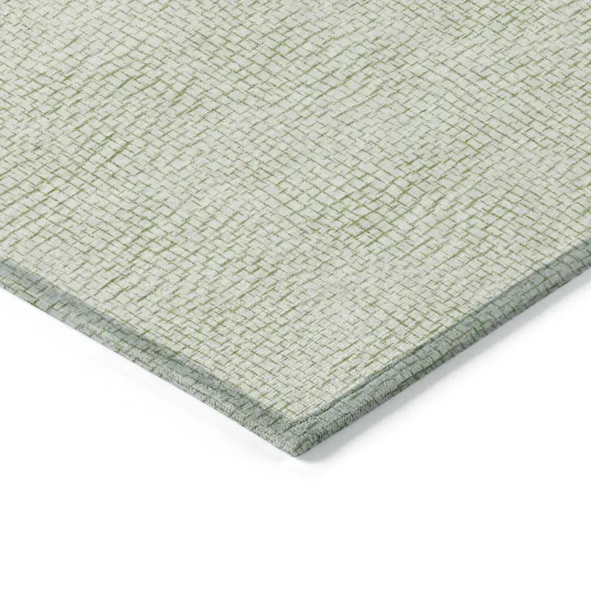 Artichoke Green And Ivory Geometric Washable Indoor Outdoor Area Rug Photo 4