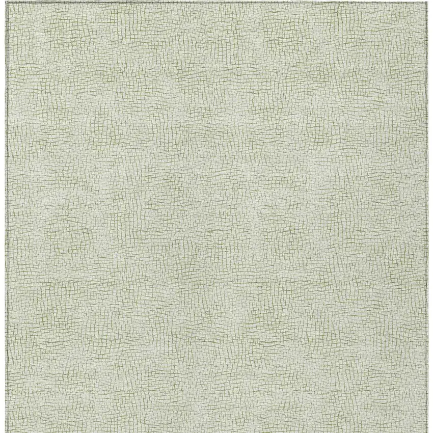 Artichoke Green And Ivory Geometric Washable Indoor Outdoor Area Rug Photo 5