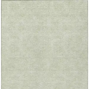 Photo of Artichoke Green And Ivory Geometric Washable Indoor Outdoor Area Rug