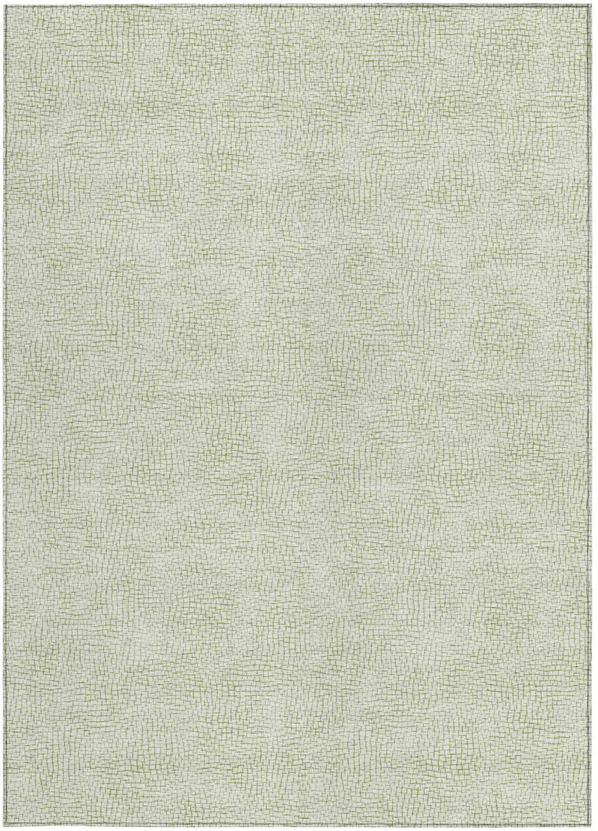 Artichoke Green And Ivory Geometric Washable Indoor Outdoor Area Rug Photo 6