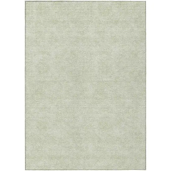 Artichoke Green And Ivory Geometric Washable Indoor Outdoor Area Rug Photo 2