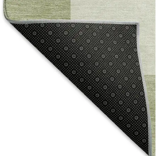Artichoke Green And Ivory Geometric Washable Indoor Outdoor Area Rug Photo 5