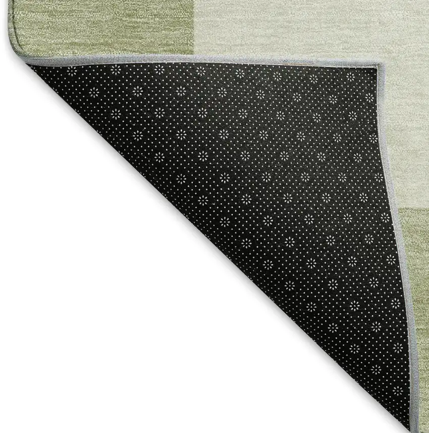 Artichoke Green And Ivory Geometric Washable Indoor Outdoor Area Rug Photo 7