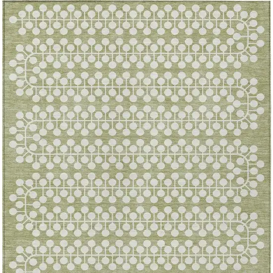 Artichoke Green And Ivory Geometric Washable Indoor Outdoor Area Rug Photo 4