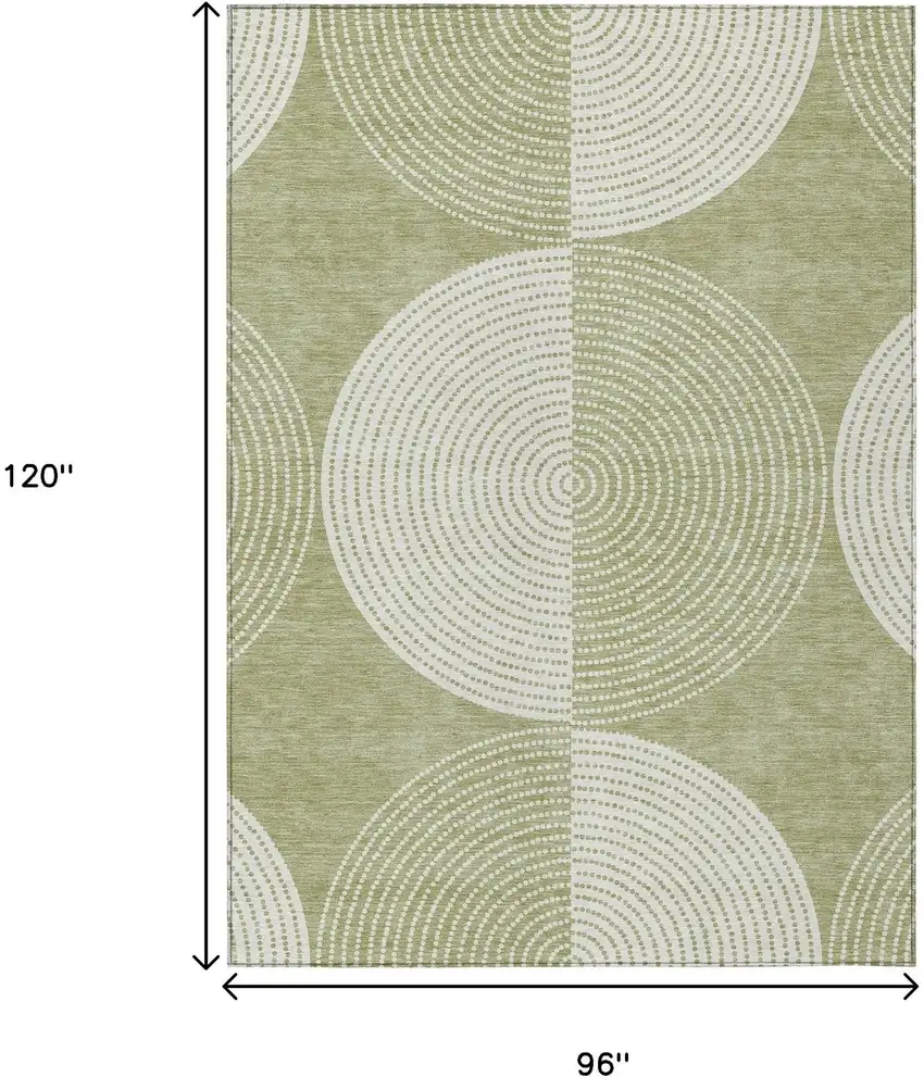 Artichoke Green And Ivory Geometric Washable Indoor Outdoor Area Rug Photo 3
