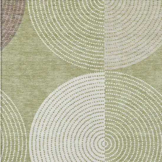 Artichoke Green And Ivory Geometric Washable Indoor Outdoor Area Rug Photo 7