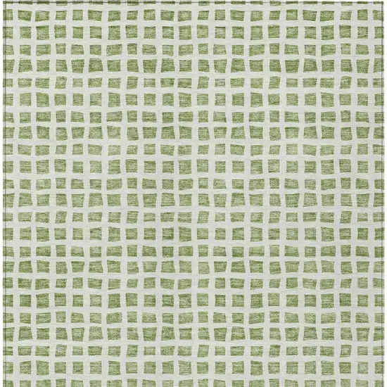 Artichoke Green And Ivory Geometric Washable Indoor Outdoor Area Rug Photo 5