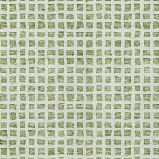 Artichoke Green And Ivory Geometric Washable Indoor Outdoor Area Rug Photo 6