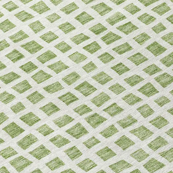 Artichoke Green And Ivory Geometric Washable Indoor Outdoor Area Rug Photo 4