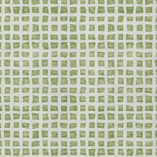 Artichoke Green And Ivory Geometric Washable Indoor Outdoor Area Rug Photo 5