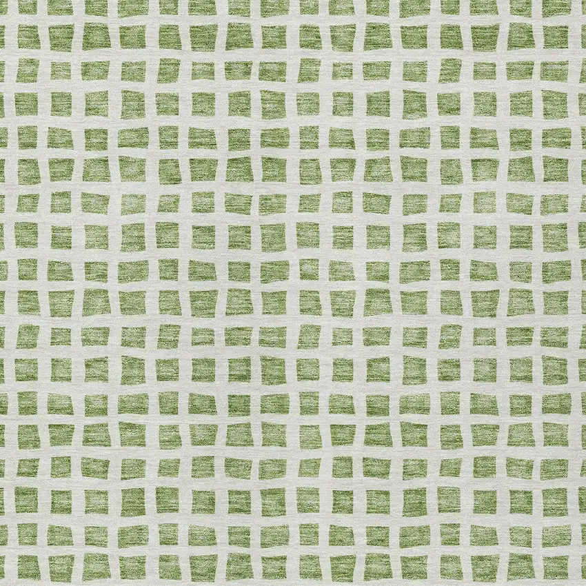 Artichoke Green And Ivory Geometric Washable Indoor Outdoor Area Rug Photo 5