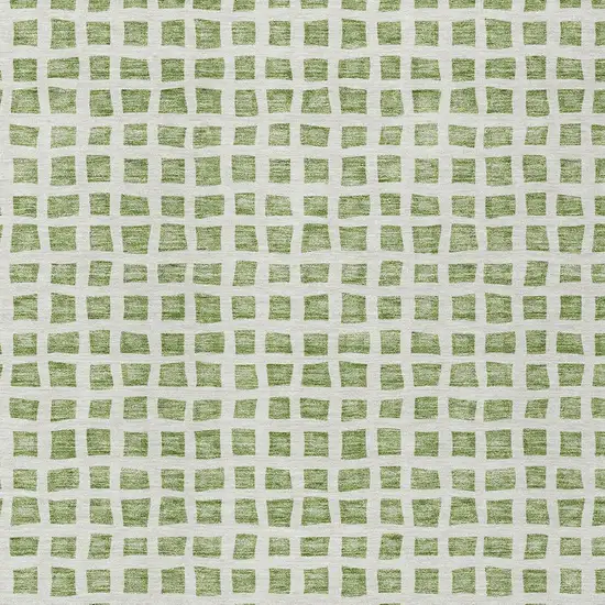 Artichoke Green And Ivory Geometric Washable Indoor Outdoor Area Rug Photo 6