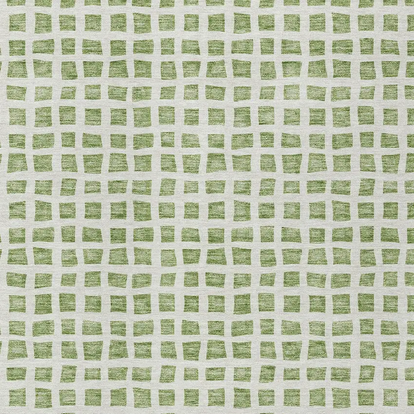 Artichoke Green And Ivory Geometric Washable Indoor Outdoor Area Rug Photo 6