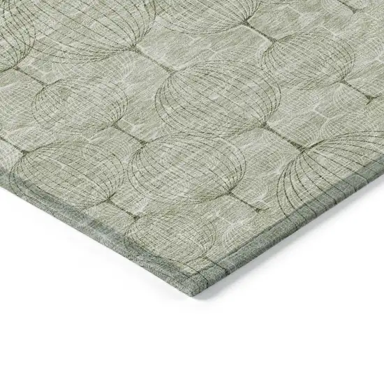 Artichoke Green And Ivory Geometric Washable Indoor Outdoor Area Rug Photo 4