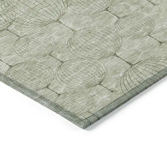 Artichoke Green And Ivory Geometric Washable Indoor Outdoor Area Rug Photo 4