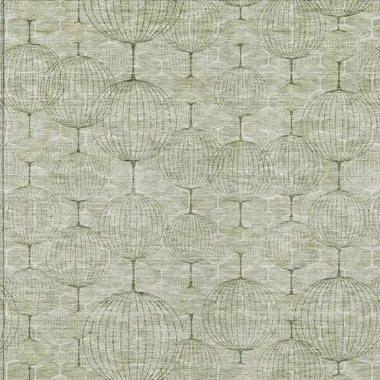 Artichoke Green And Ivory Geometric Washable Indoor Outdoor Area Rug Photo 5