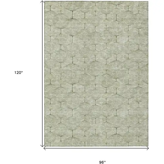 Artichoke Green And Ivory Geometric Washable Indoor Outdoor Area Rug Photo 7
