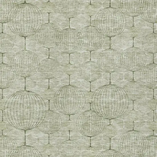 Artichoke Green And Ivory Geometric Washable Indoor Outdoor Area Rug Photo 5