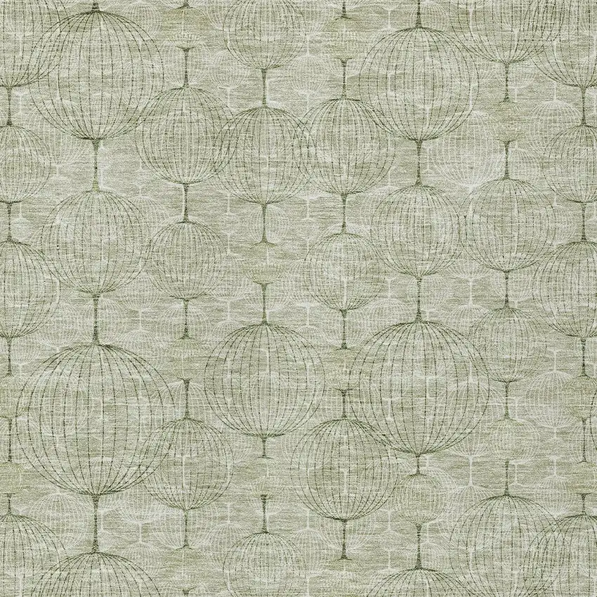 Artichoke Green And Ivory Geometric Washable Indoor Outdoor Area Rug Photo 5