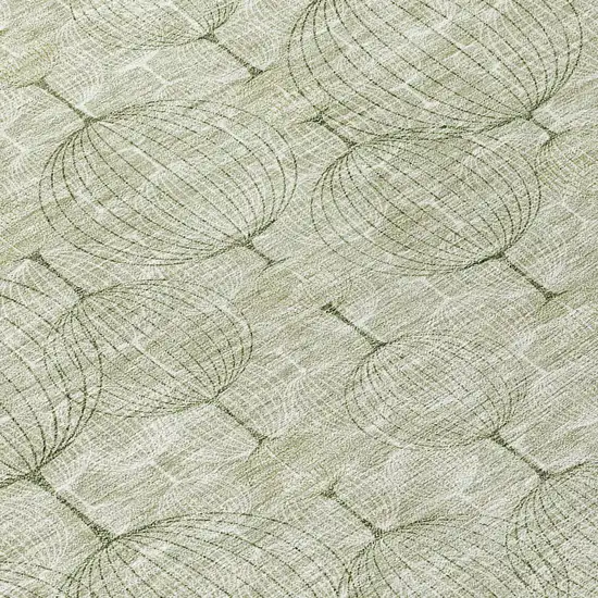 Artichoke Green And Ivory Geometric Washable Indoor Outdoor Area Rug Photo 8