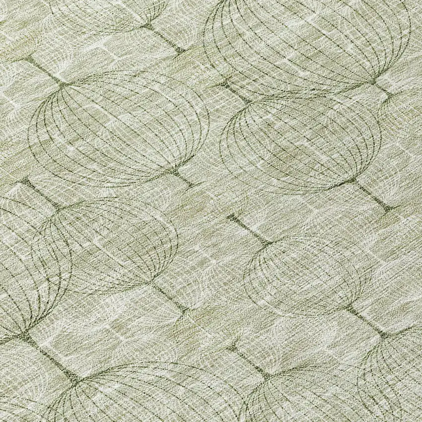 Artichoke Green And Ivory Geometric Washable Indoor Outdoor Area Rug Photo 8
