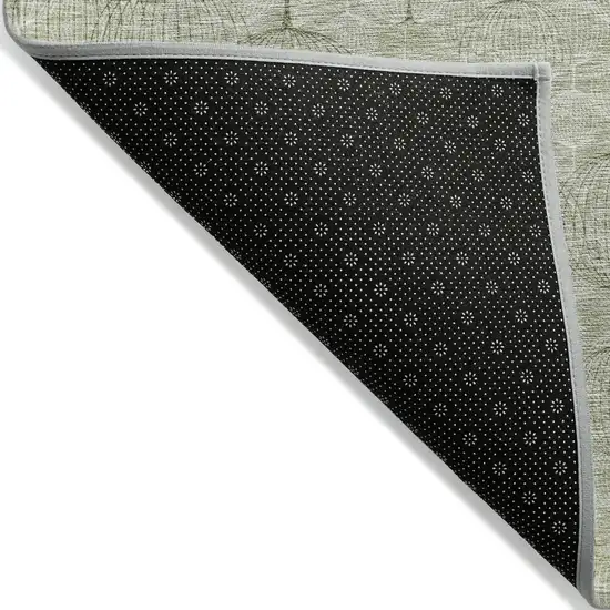Artichoke Green And Ivory Geometric Washable Indoor Outdoor Area Rug Photo 2