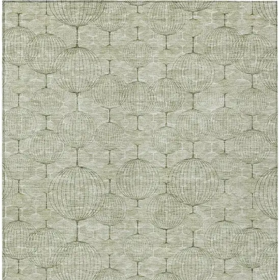 Artichoke Green And Ivory Geometric Washable Indoor Outdoor Area Rug Photo 5