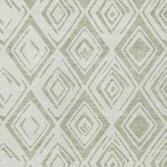 Artichoke Green And Ivory Geometric Washable Indoor Outdoor Area Rug Photo 4