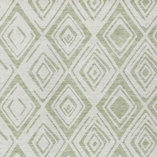 Artichoke Green And Ivory Geometric Washable Indoor Outdoor Area Rug Photo 4
