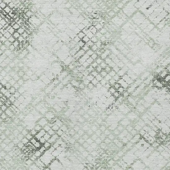 Artichoke Green And Ivory Geometric Washable Indoor Outdoor Area Rug Photo 6