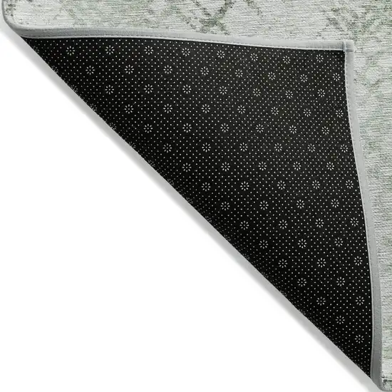 Artichoke Green And Ivory Geometric Washable Indoor Outdoor Area Rug Photo 4